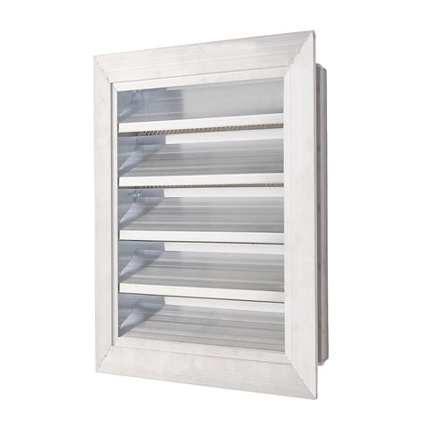 Weather Fixed Louvre Ventilation Grille Aluminium Finish with Mesh, JC0126