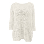 Solid Hollow Out Knitted Cover Up Top with Long Sleeves, CC060275 (Ver.2)