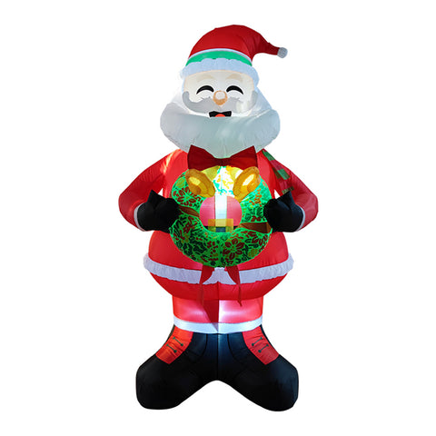 2.4M Lighted Christmas Inflatable Model Santa Holding Wreath Decoration, IF540062 (Ver.2)