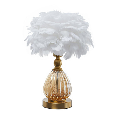 Glass & Iron Table Lamp with 12W Bulb, LI530042