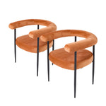 Set of 2 Modern Dining Chairs with Black Metal Legs, FD240100 (Ver.2)