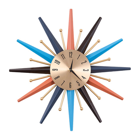 Large Metal Starburst Decorative Wall Clock, HF070119 (Ver.2)