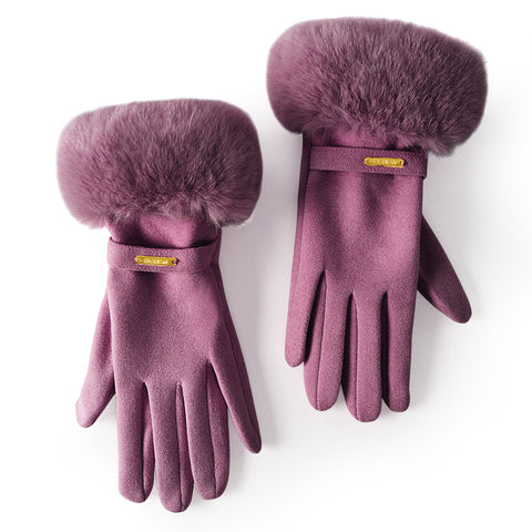 Touchscreen Full Finger Thickened Gloves with Faux Fur Cuffs, CA290122 (Ver.2)
