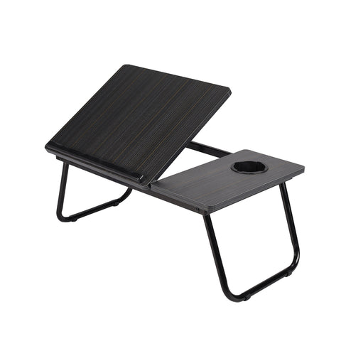 Livingandhome Verstellbarer Laptop-Betttisch mit Getränkehalter, klappbar – 56x32,5x24 cm [Betttisch Schwarz 56/32,5/24 cm mit Getränkehalter und 5-fach Neigungsverstellung klappbar], FO070049(DE)
