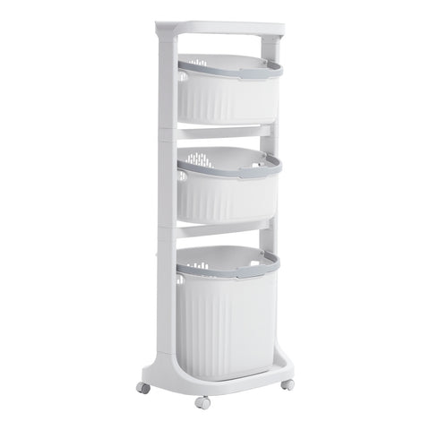 Livingandhome 4-Tier Laundry Basket Clothes Storage Shelf on Wheels for Bathroom, WM0051