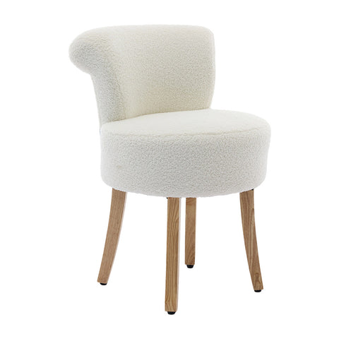 Teddy Fleece Dressing Table Stool with Solid Wood Legs, FB050004 (Ver.2)