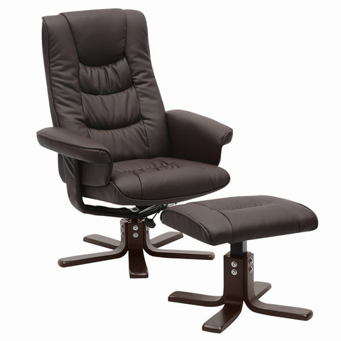 Livingandhome Upholstered Swivel Recliner Chair with Ottoman, JM1911