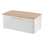 Countertop Metal Bread Box Container with Bamboo Lid, WM0662