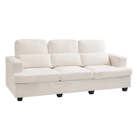 3-Seater Chenille Upholstered Sofa with Pillows, FL050226FL050227FL050228