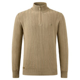 Casual Drop Shoulder Long Sleeve Quarter-Zip Knitted Pullover Jumper, CC291391