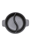 Livingandhome Black Cast Iron Hot Pot with Divider, WB0043