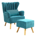 Livingandhome Faux Wool Upholstered Armchair and Footstool, ZH1731