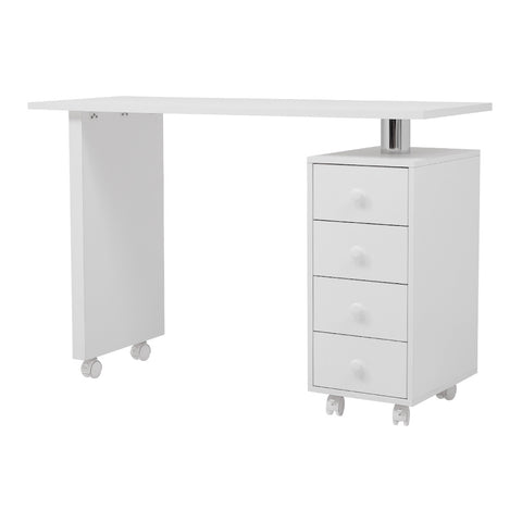 Livingandhome 4 Drawers Manicure Nail Table Beauty Salon Desk with Wheels, BN240011