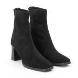 PU Leather Ankle Boots with Rear Zip & Block Heel, CS301094