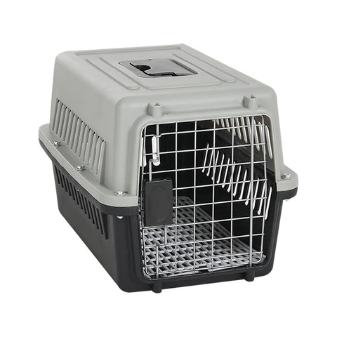Hartschalen-Pet-Transportbox Grau/Schwarz 48×30×32cm für Kleintiere [TRANSPORTBOX Grau/Schwarz 48×30×32cm], PO320001(DE)