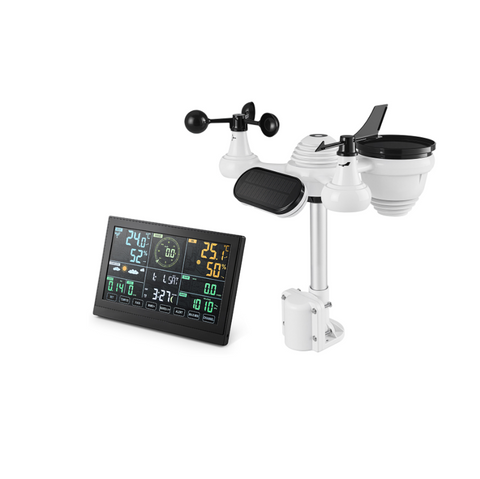 Wifi Colour Digital Weather Station with 7-in-1 Solar-Powered Outdoor Sensor, MO030001