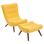 Livingandhome Modern Curved Lounge Chair with Footstool, JM2241