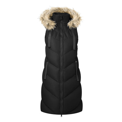 Hooded Mid-length Quilted Padded Gilet Sleeveless Coat, CC060977 (Ver.2)