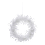 Livingandhome Hanging White Feather Wreath, SW0580