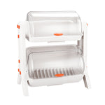 Livingandhome Double-Layer Dish Drainer Rack, Tableware Holder with Lid for Kitchen, WM0072