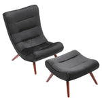 Livingandhome Modern Curved Velvet Lounge Chair with Footstool, JM2242