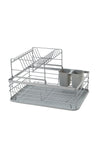 2 Tier Metal Dish Drainer Rack Sink Washing Plates Draining Board, KT0102