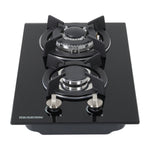 Livingandhome Black Tempered Glass 2-Burner Gas Cooktop, FI0437