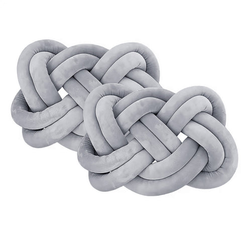 2 Pcs Knot Cushions in Light Grey, HT070182