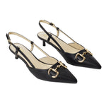 Pair of Solid Pointed Slingback Pumps Kitten Heels, CS300114 (VER.2)