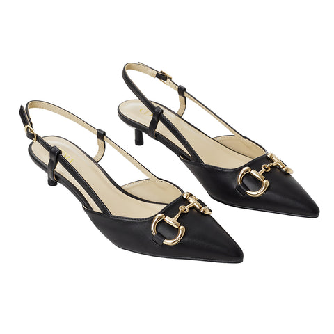 Pair of Solid Pointed Slingback Pumps Kitten Heels, CS300114 (VER.2)