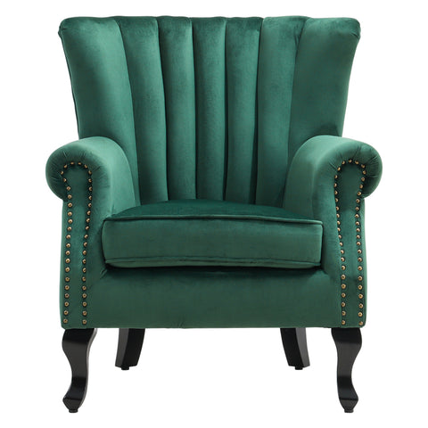 Livingandhome Velvet Channel Occasional Armchair Sofa Chair, ZH1729