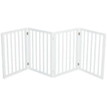Weißes 4-tlg. faltbares freistehendes Haustiergitter aus Holz für Türen, Flure und Treppen, MDF, 183,5 x 60,5 cm – flexibel und platzsparend [Haustiergitter Weiß 4-tlg. MDF 183,5 x 60,5 cm faltbar], TP090017(DE)