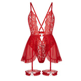 Sexy Lace Harness Babydoll Lingerie Set with Garters, CC291221