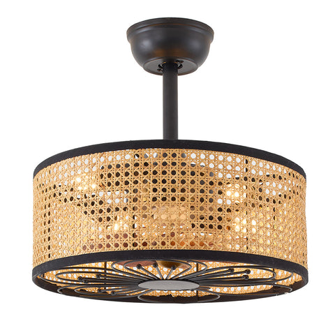 Rattan Ceiling Fan Light with Remote Control, LI210037 (Ver.2)