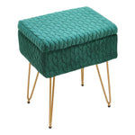 Livingandhome Rectangle Upholstered Storage Ottoman Vanity Stool, ZH1383