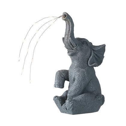 Solar-Powered Elephant Garden Ornament with LED Lights, GD200178 (Ver.2)