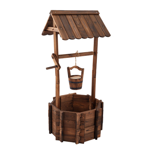 Rustic Wooden Wishing Well Planter Gardening Decor, GG190019 (Ver.2)