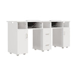Mobile Double Manicure Table with Built-in Dust Collectors and Drawers, XY0590XY0591 (Ver.2)