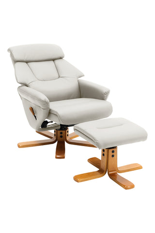 Livingandhome Swivel Faux Leather Lounge Recliner with Ottoman, FA0602