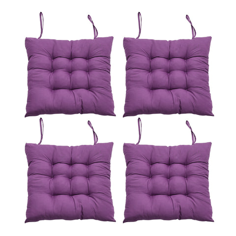 4er-Set Dunkellila Weiche Dicke Sitzkissen 40/40/5 cm mit Bindebändern und Punktsteppung [SITZKISSEN Dunkellila 4er-Set 40/40/5 cm Weich Dick Mit Bindebändern], HT080044(DE)