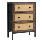 H&O Direct 3-Drawer Rustic Rattan Storage Cabinet, XY0414