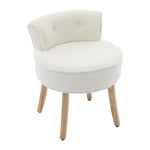 Teddy Fleece Dressing Table Stool with Solid Wood Legs, FB050002 (Ver.2)