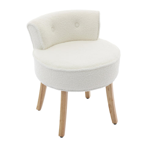 Teddy Fleece Dressing Table Stool with Solid Wood Legs, FB050002 (Ver.2)