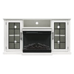 Livingandhome 3-Sided Electric Fireplace TV Stand with Glass Door Closed Storage, PM1346PM1347
