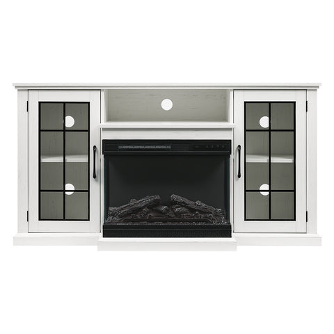Livingandhome 3-Sided Electric Fireplace TV Stand with Glass Door Closed Storage, PM1346PM1347