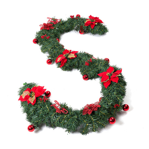 2.7m Pre-lit Artificial Christmas Garland Decorations, IF070154