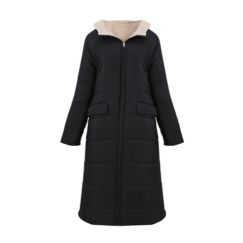 Reversible Mid-length Hooded Cotton Coats for Casual Winter Style, WO0363