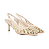 Pointed-Toe Slingback Heels with Adjustable Buckle Strap, CS300735