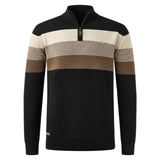 Casual Colour-Block Quarter-Zip Mock Neck Knitted Pullover Jumper, CC291361
