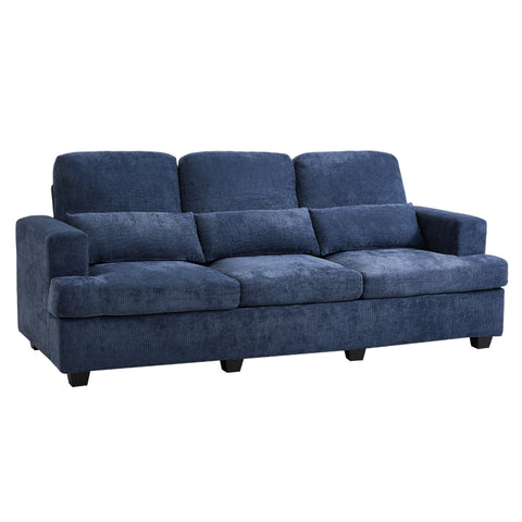 3-Seater Chenille Upholstered Sofa with Pillows, FL050223FL050224FL050225
